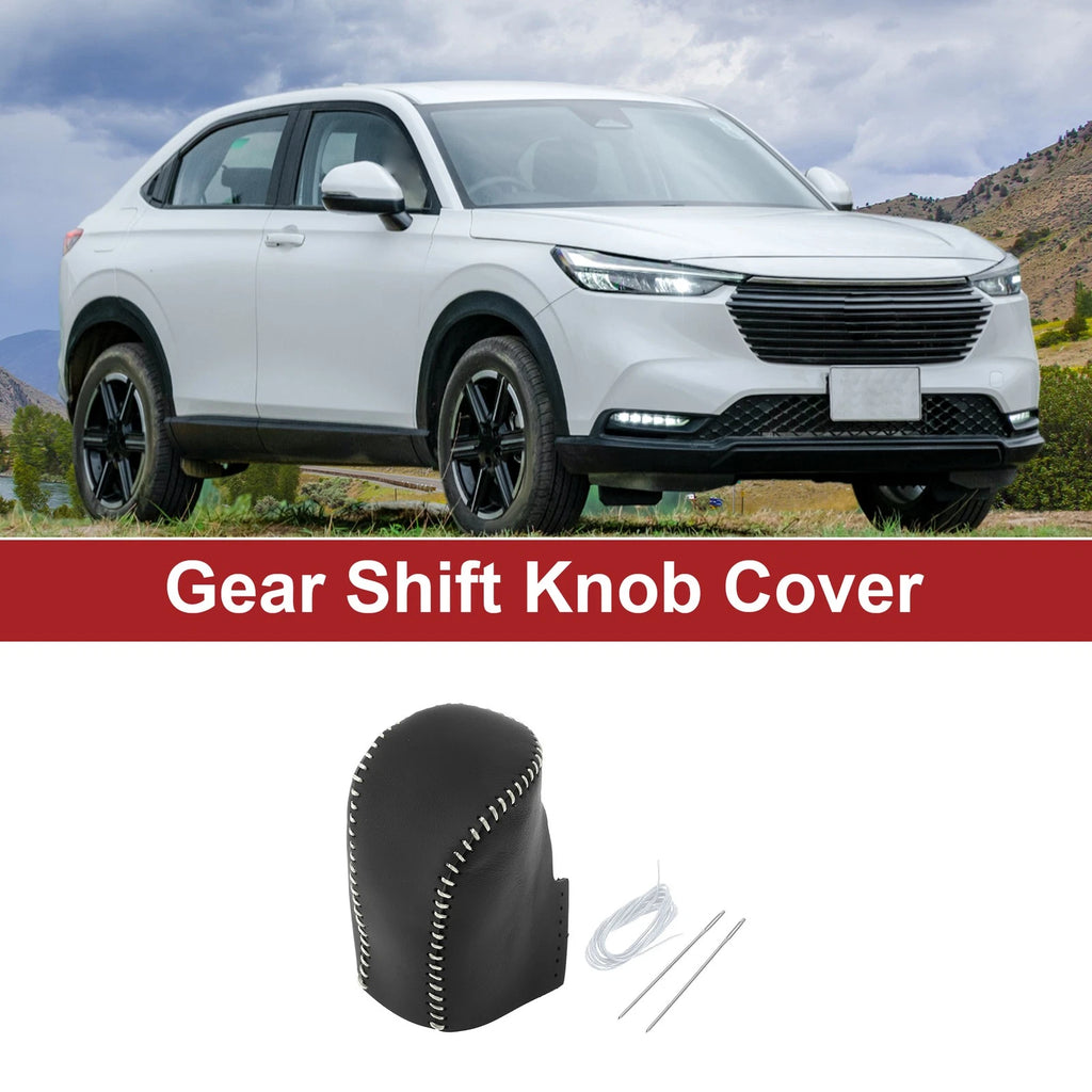 1 Pcs Gear Shift Knob Cover for Honda HR-V (2023–2024) Black Grey Faux Leather
