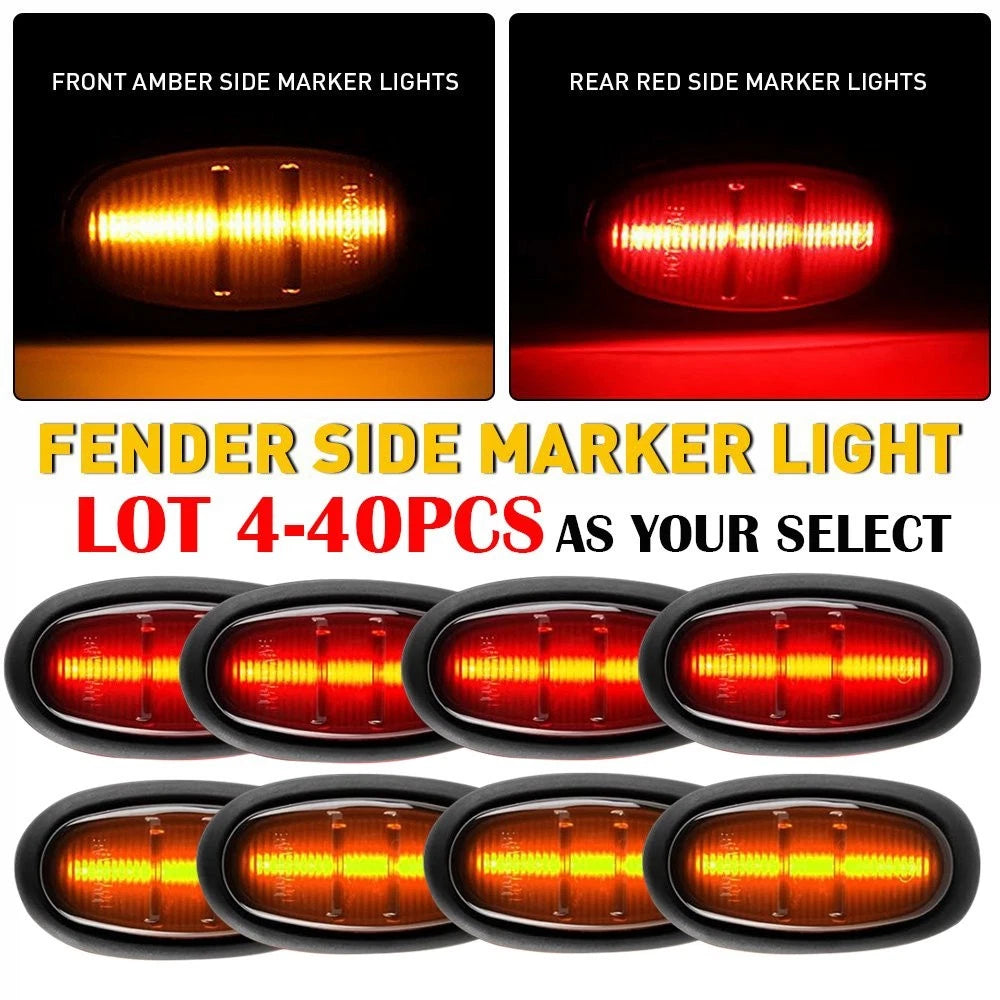 Set of 4 Amber/Red LED Side Marker Parking Light Lamps for Ford F150 SVT Raptor (2017–2021)