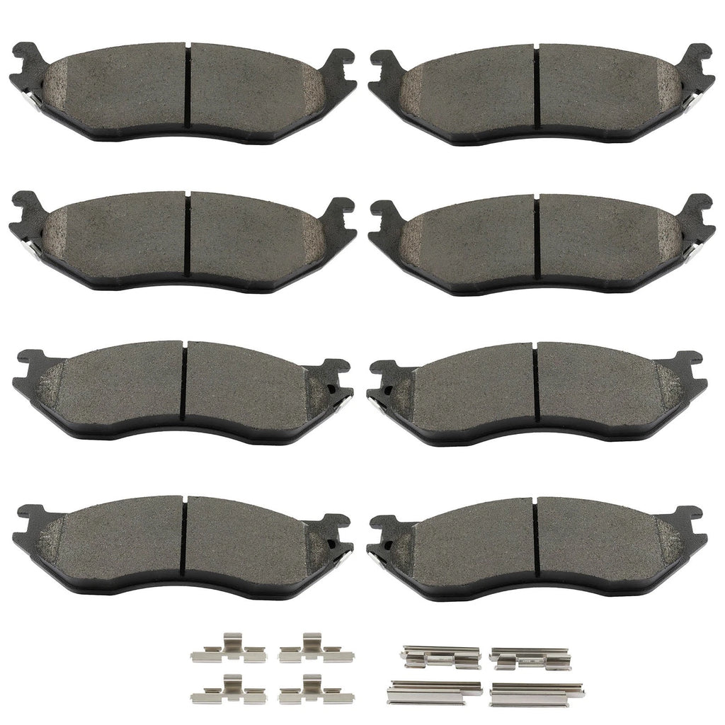 Set of 8 Semi-Metallic Brake Pads for Dodge Ram 1500 (2002–2004)