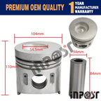 Set of 4 Pistons with Rings for Mitsubishi 4D32 4D32T, CAT E40B, E70B, E311B (104mm)