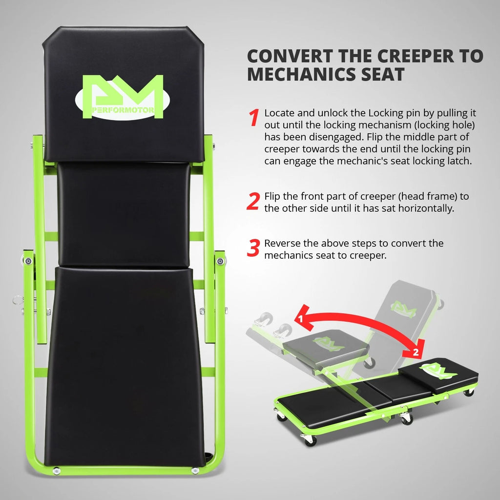 2-in-1 Rolling Creeper for Automotive Use (36"x 4.7"x 17.3", 330lbs Capacity)