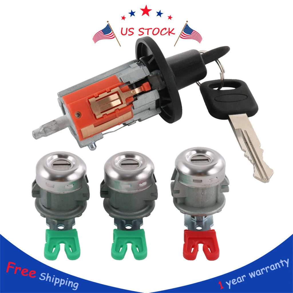 Ignition Switch Lock Cylinder Set with 3 Door Lock Cylinders for Ford