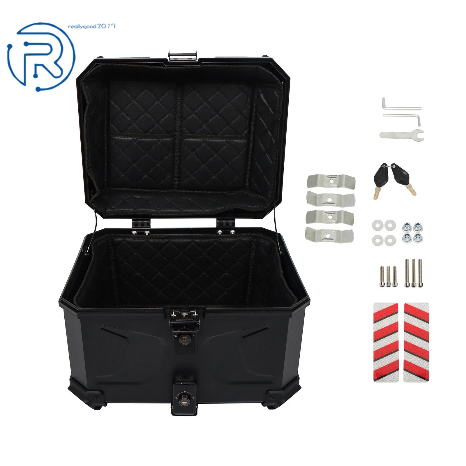 45L Waterproof Motorcycle Rear Tour Box with Security Lock Helmet Case