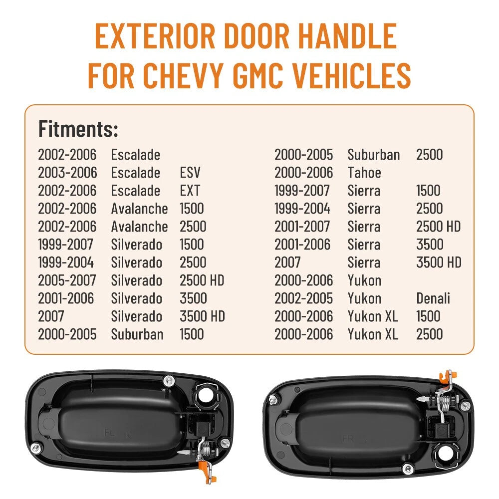 2PC Front Outer Door Handles for Chevy Silverado 1500 (1999-2007)