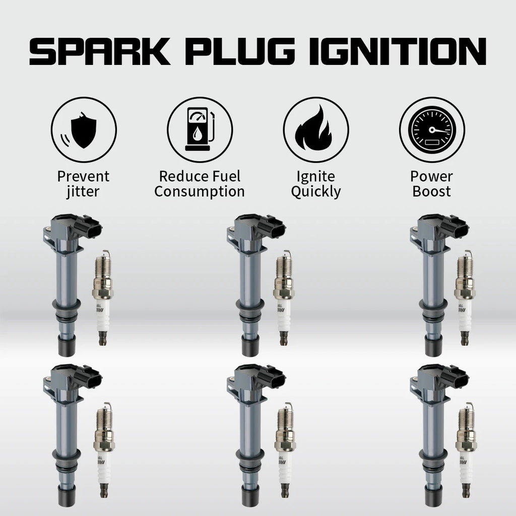 Set of 6 Ignition Coils & Iridium Spark Plugs for Dodge Jeep Mitsubishi 4.7L (2002–2007)