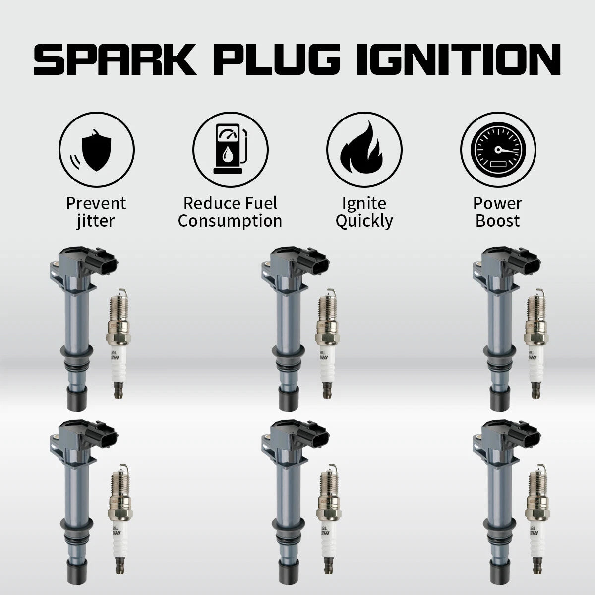Set of 6 Ignition Coils & Iridium Spark Plugs for Dodge Jeep Mitsubishi 4.7L (2002–2007)