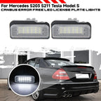2PC White LED License Plate Light for Mercedes W203 W211 W219 Tesla Model S
