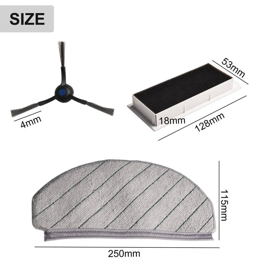Set of 4 Side Brush Filter Mop Cloths for ECOVACS DEEBOT N20 (2020–2023)