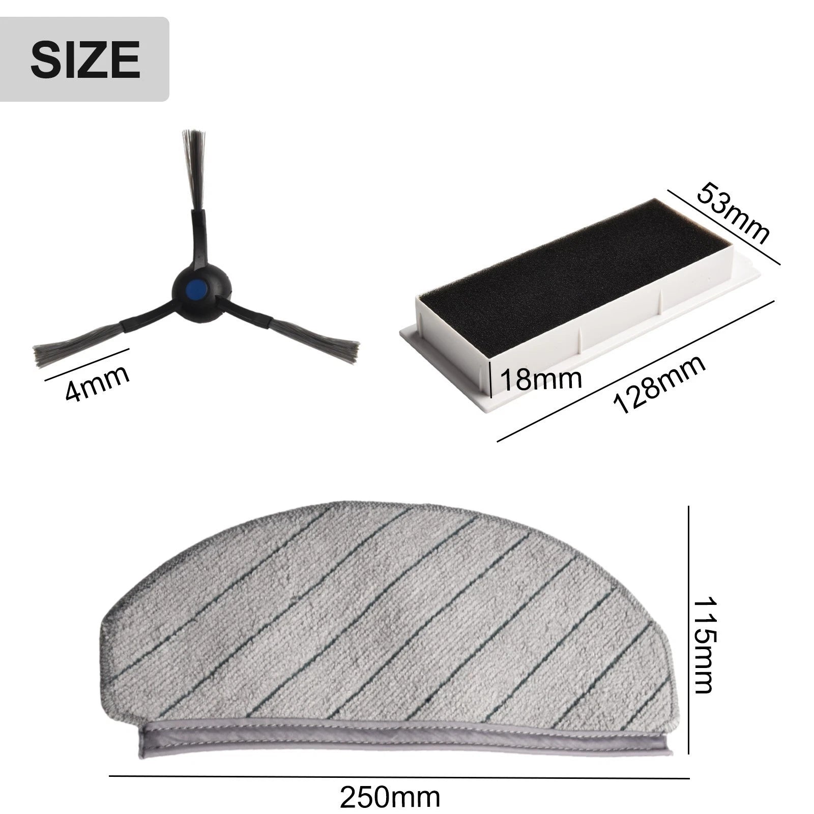 Set of 4 Side Brush Filter Mop Cloths for ECOVACS DEEBOT N20 (2020–2023)