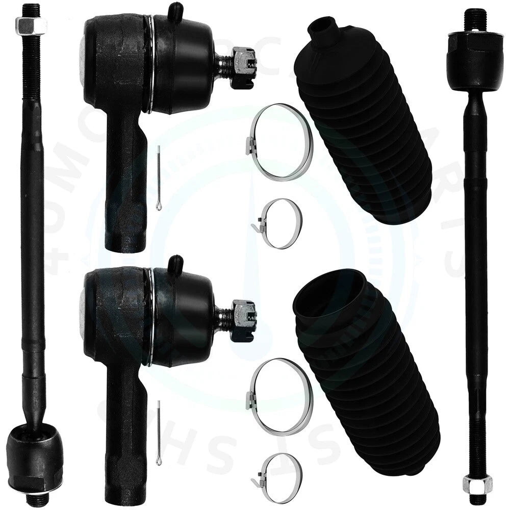 Set of 6 Steering Tie Rods Rack and Pinion Bellows for Mitsubishi Lancer (2002–2007)