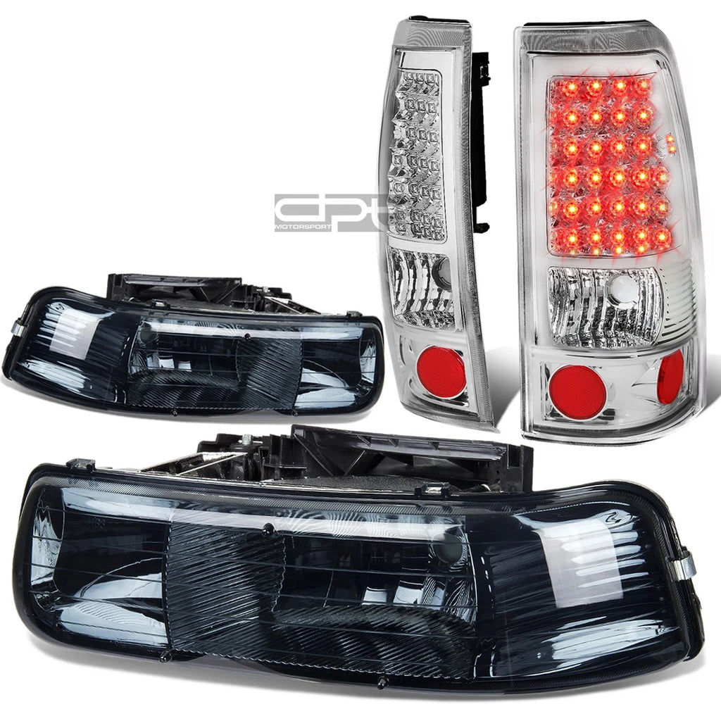 Smoked Crystal Headlight + Corner + Chrome LED Tail Light for Silverado (1999–2002)