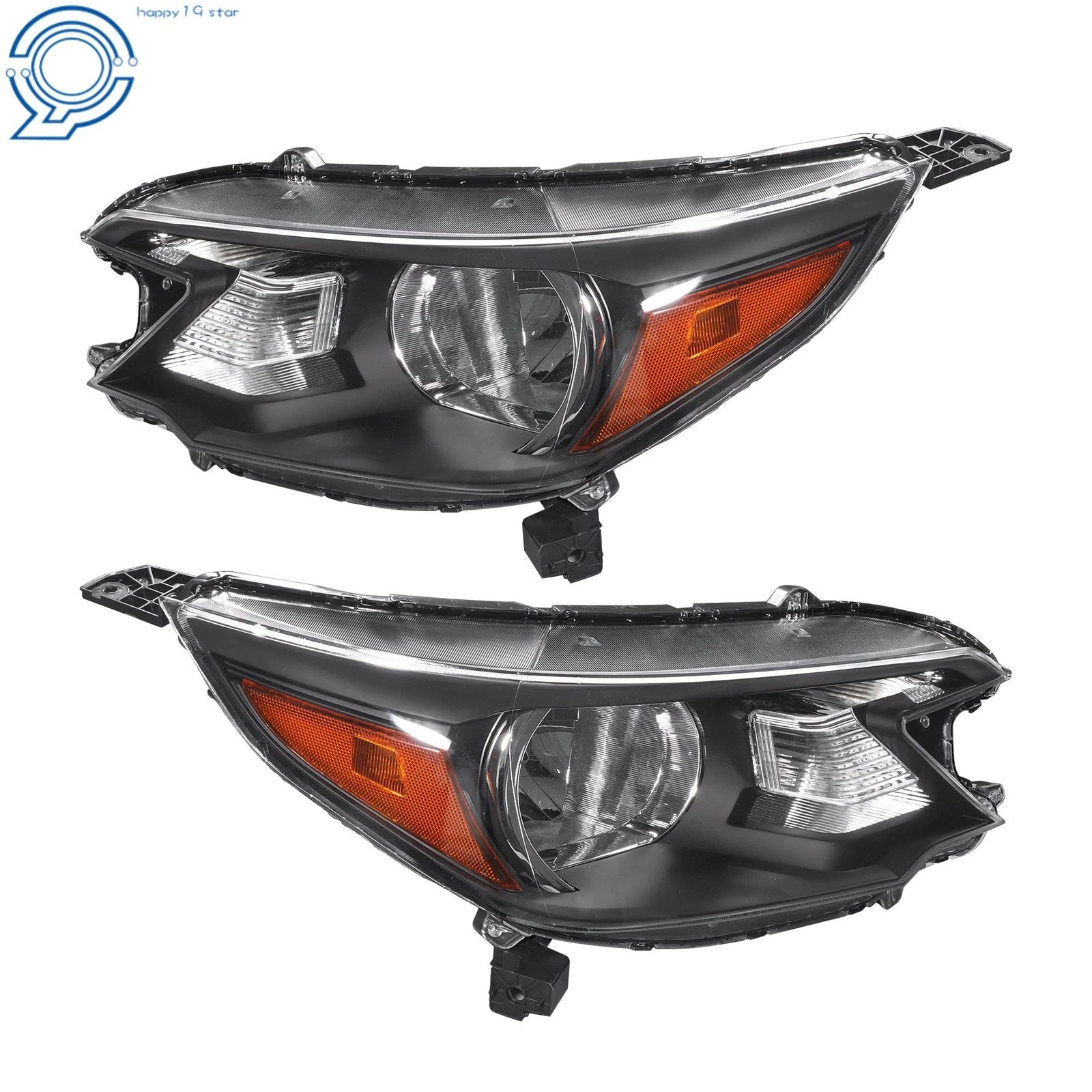 Set of 2 Black Housing Halogen Headlights for Honda CR-V (2012-2014)