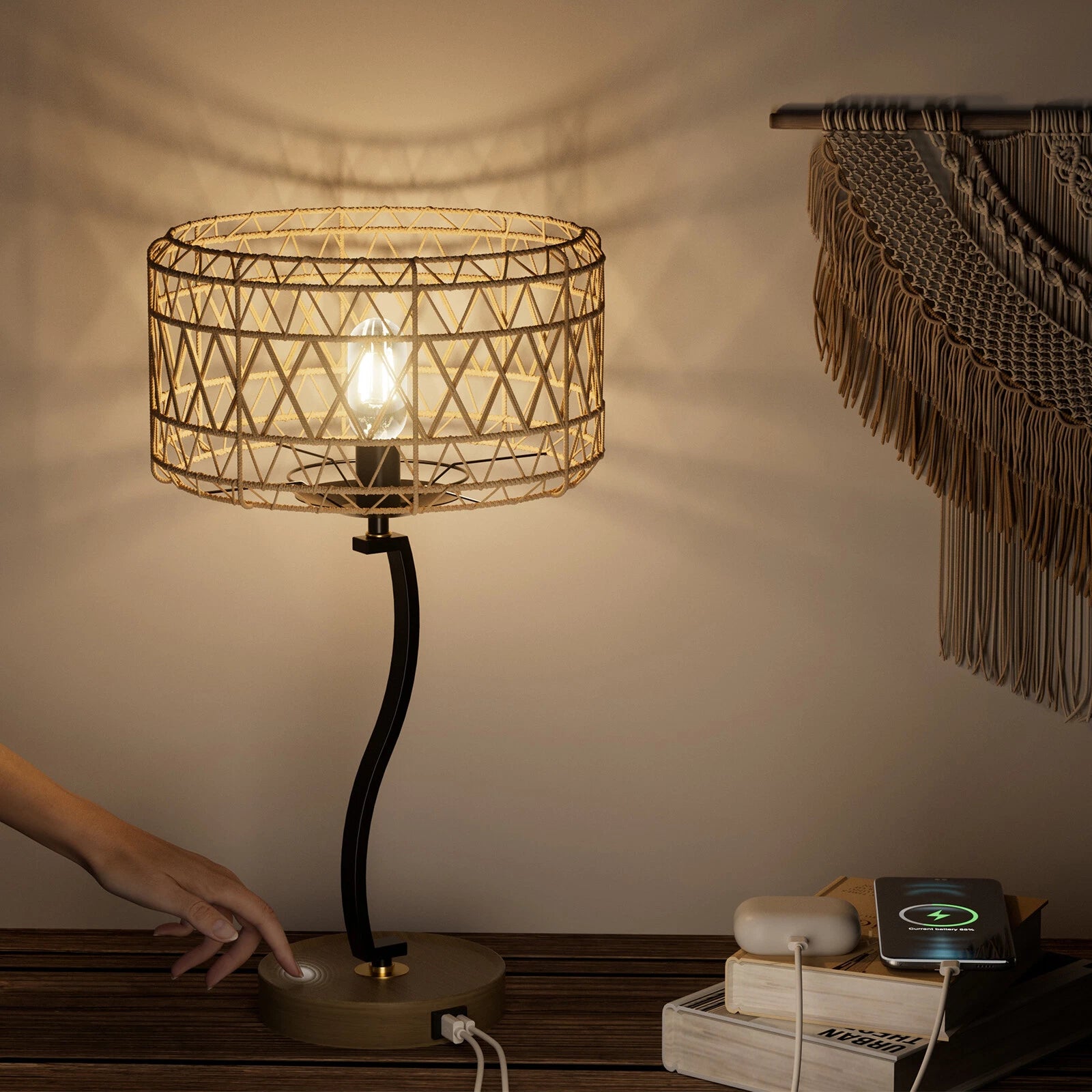 Dimmable Desk Lamp with Touch Control and USB Charging Port for Home (N/A)