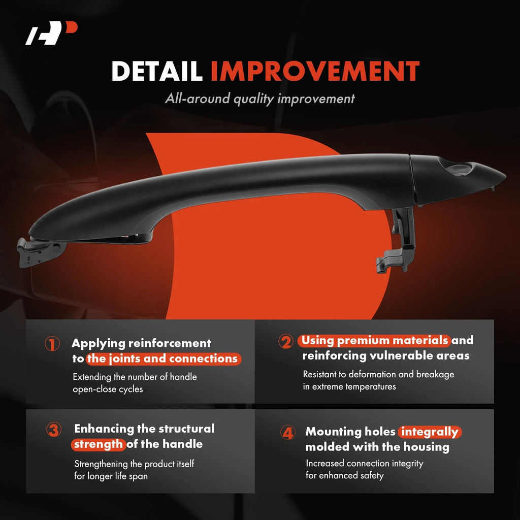 Front Left Exterior Door Handle with Cover & Keyhole for Kia Sedona (2015–2021)