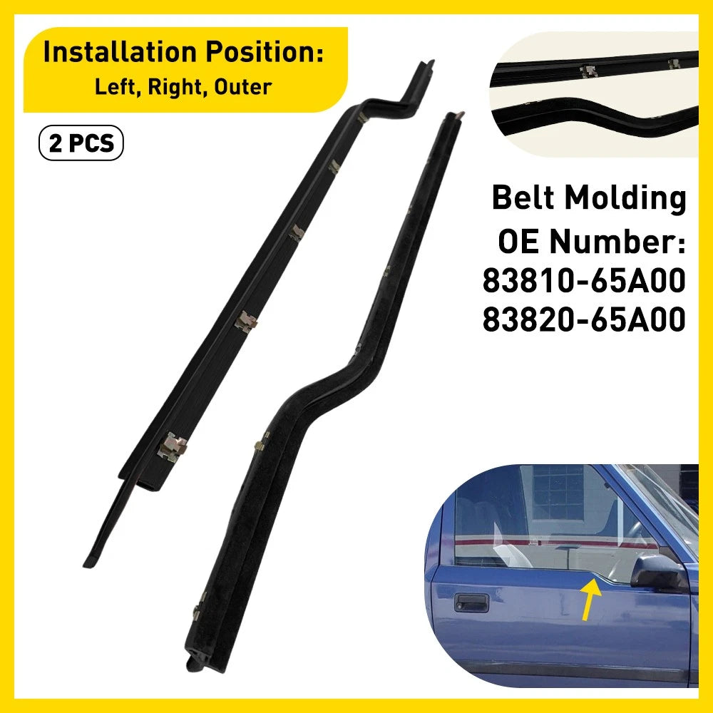 Set of 2 Outer Weatherstrip Door Belts for Chevy Tracker/Suzuki Sidekick (89–98)