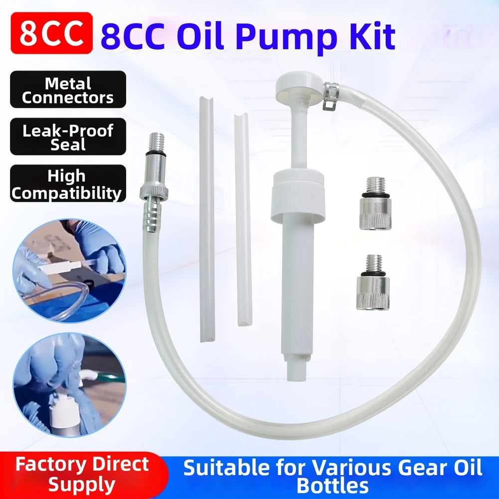 Oil Pump for Outboard Engines 8CC Capacity, Metal 3/8 Thread, Clear Hose