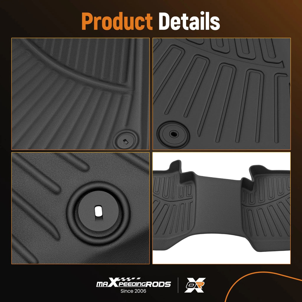 Set of 4 Anti-Slip Floor Mats for Kia Sorento (2021–2025) Waterproof TPE Black