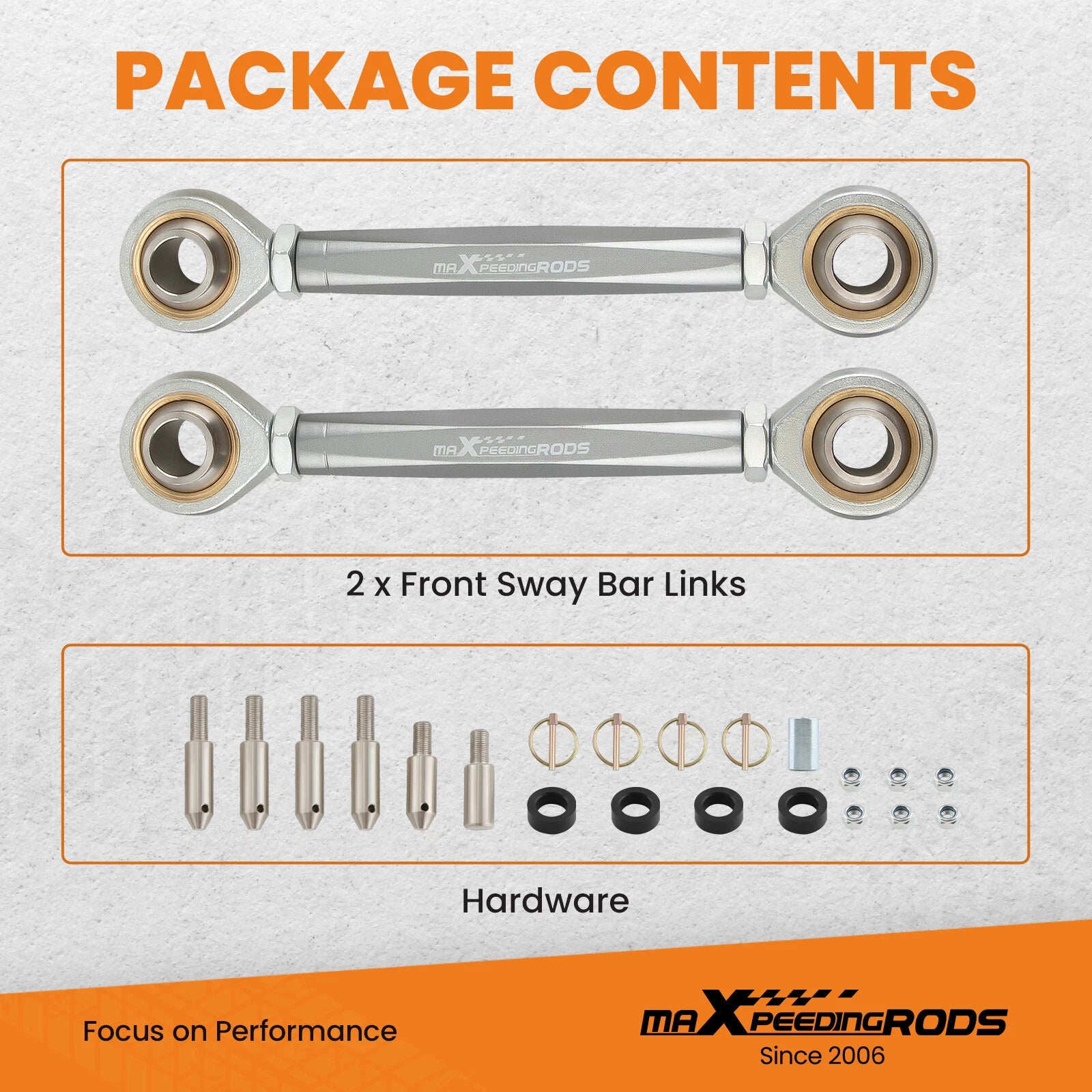 2X Front Sway Bar Links for Jeep Wrangler JK JKU JL (2007–2021)
