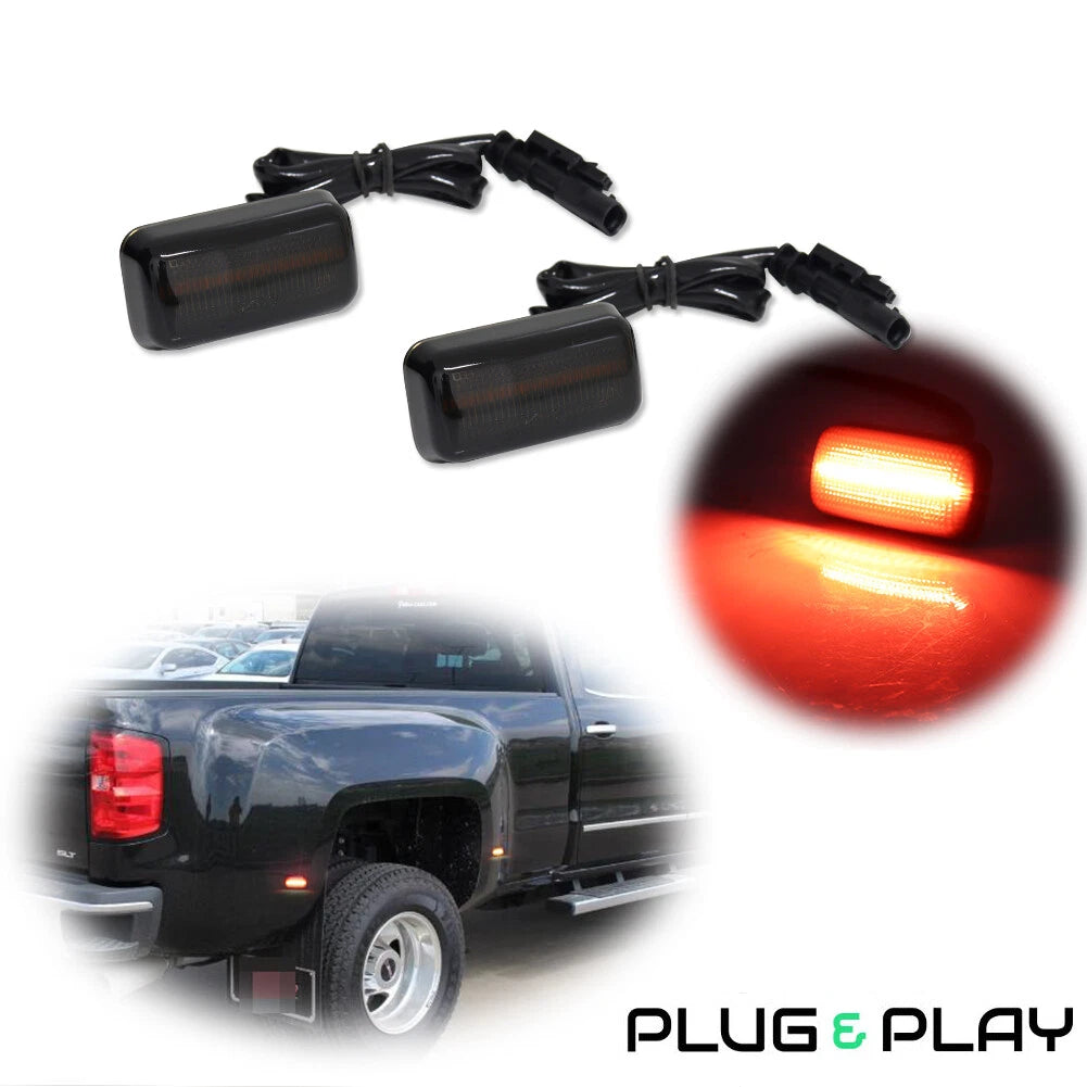 2X Red Rear Fender Side Marker Lights for Chevy Silverado GMC Sierra