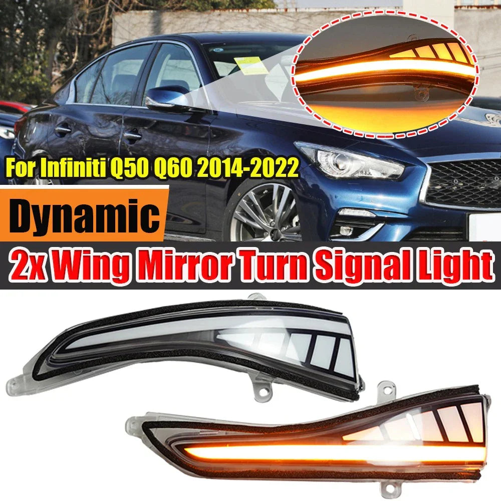 2x Color LED Side Mirror Turn Signal Light for Infiniti Q50 Q60 QX50 QX60 (2013–2023)