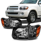 Headlights Replacement Pair for Toyota Tundra (2005–2006) Sequoia (2007) Black