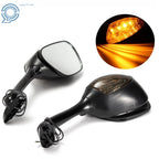 Black Rear View Mirrors with Turn Signals for Suzuki GSXR600 GSXR750 (2005–2016)
