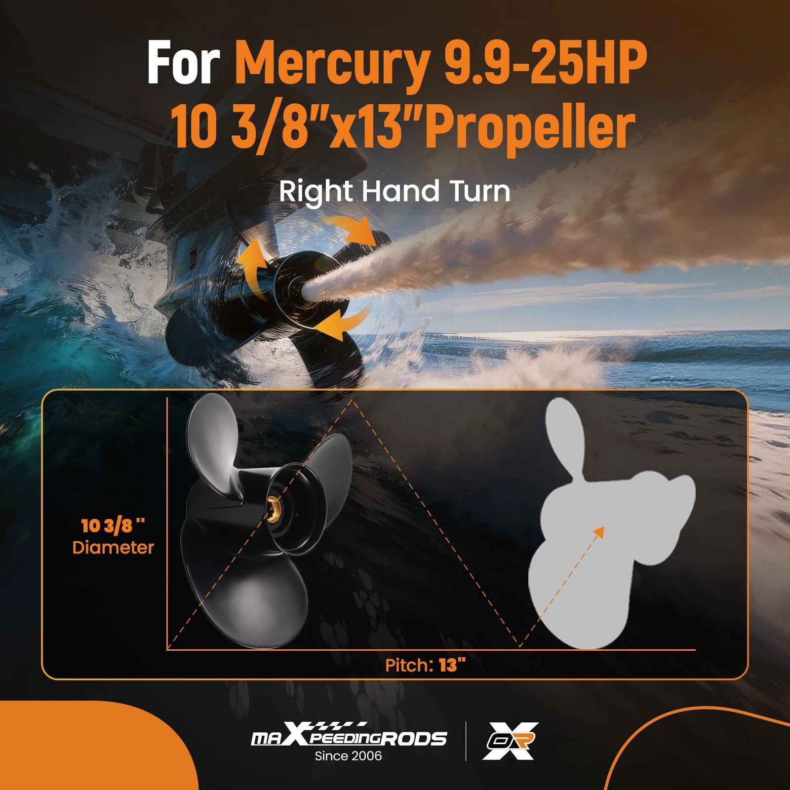 3 Blade Propeller for Mercury 9.9-25HP (1980–2005)