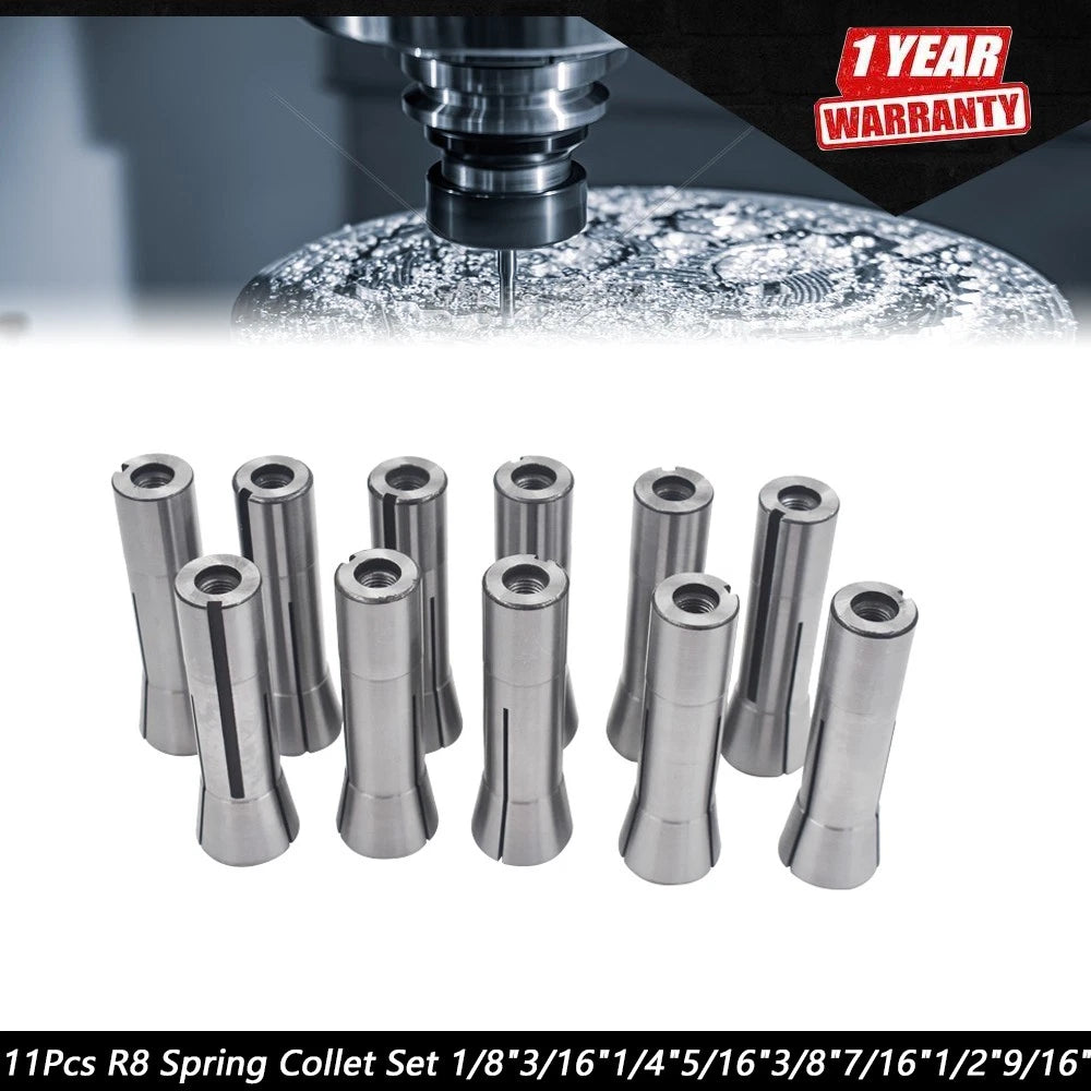 Spring Collet Set for R8 (1/8" to 3/4", 11 Pieces)