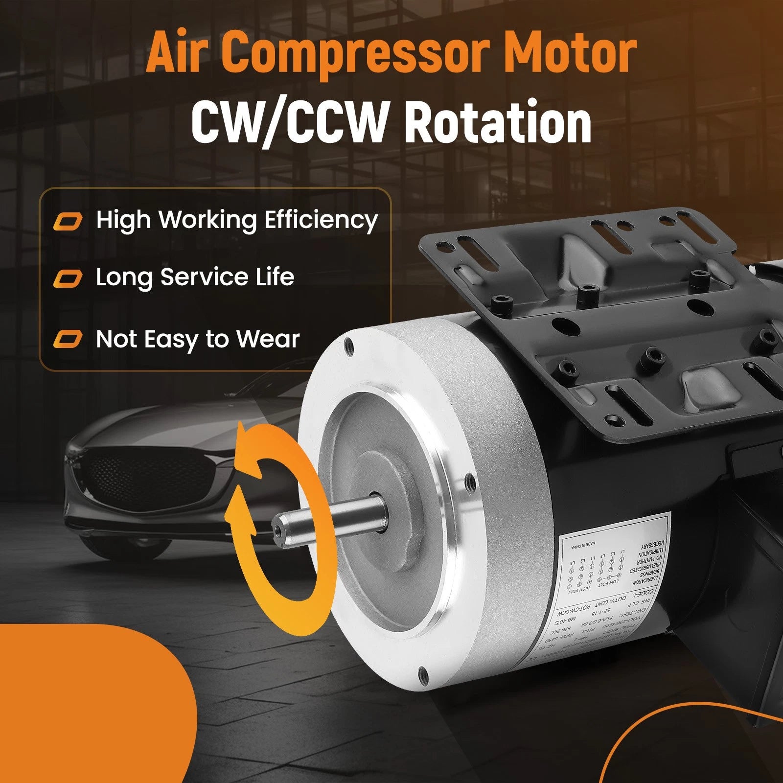 2HP Electric Motor for Air Compressor (TEFC, 3 Phase, 5/8" Shaft)