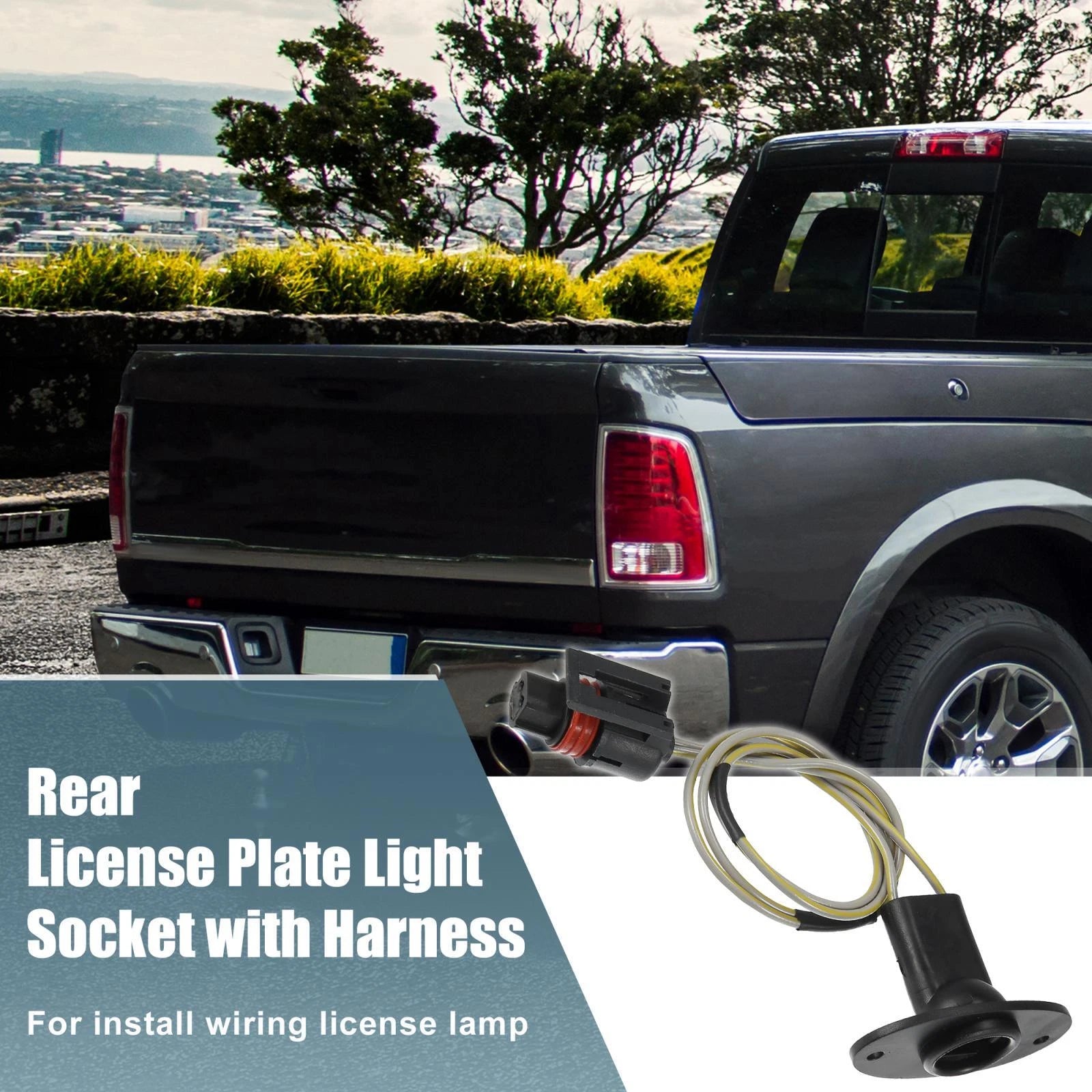 2X License Plate Light Wiring Harness Socket 5179988AB for Dodge Ram 1500 (2019–2023)