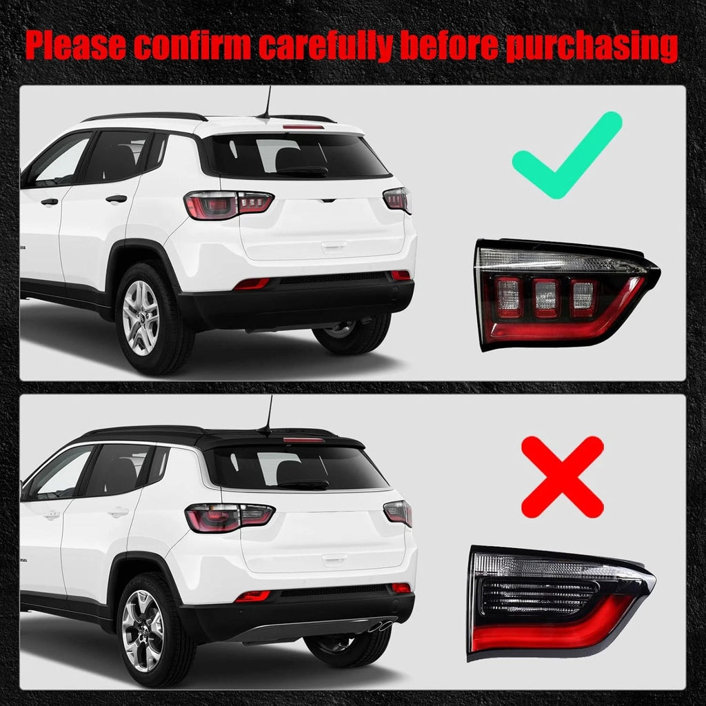 Set of 2 Inner Halogen Tail Lights for Jeep Compass (2017–2026)
