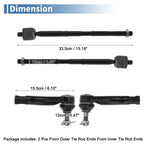Set of 4 Front Inner Outer Tie Rod End Links for Toyota RAV4, Scion TC