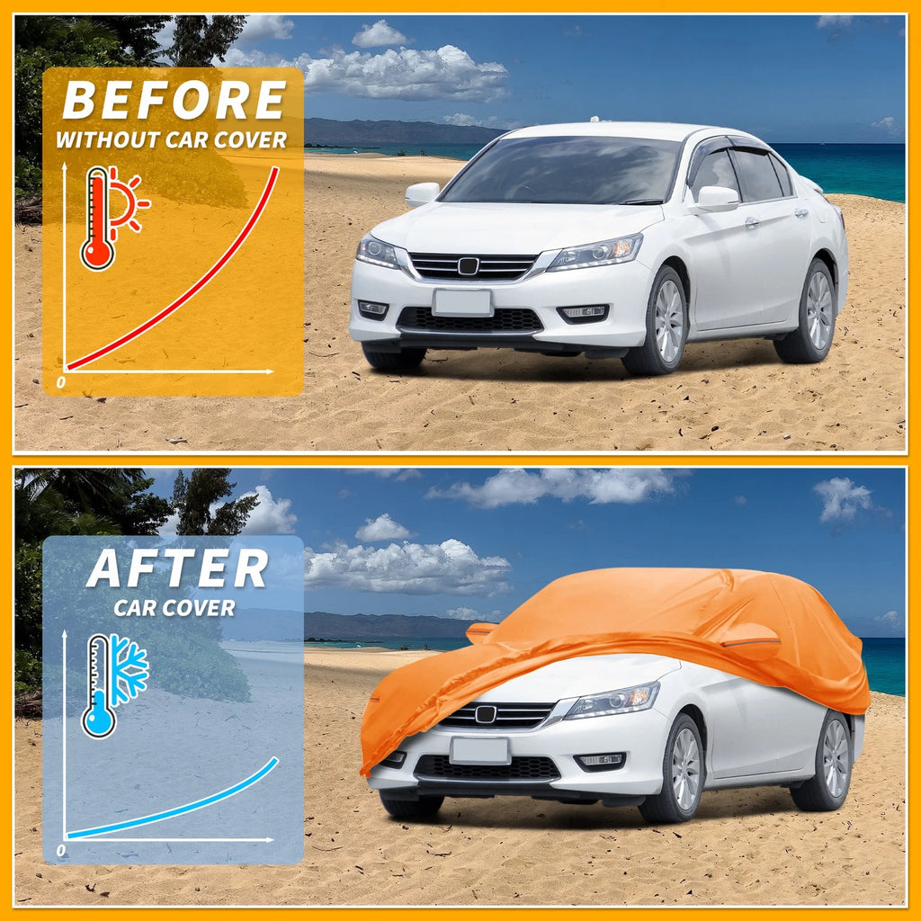 Waterproof Car Cover for Honda Accord (210D-PU, Orange, All Weather)