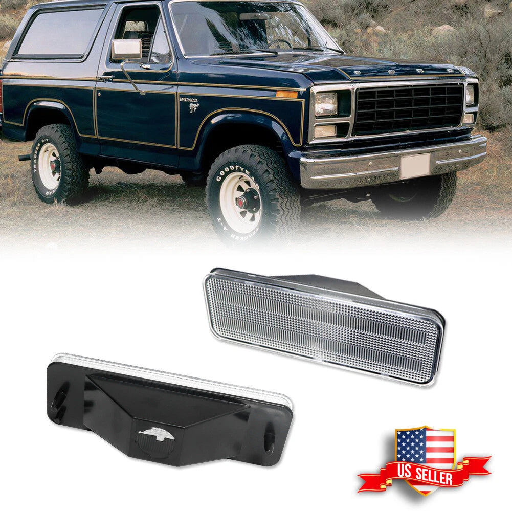 Clear Lens Front Parking Turn Signal Lights for Ford Bronco F150 F250 F350 (1980–1986)