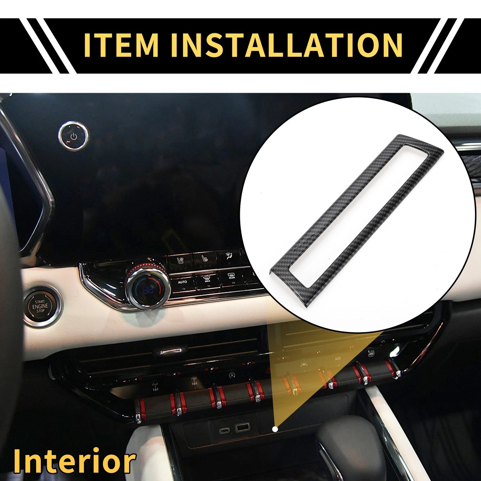 USB Charger Interface Panel Cover for Chevy Colorado (2023–2024) Carbon Fiber