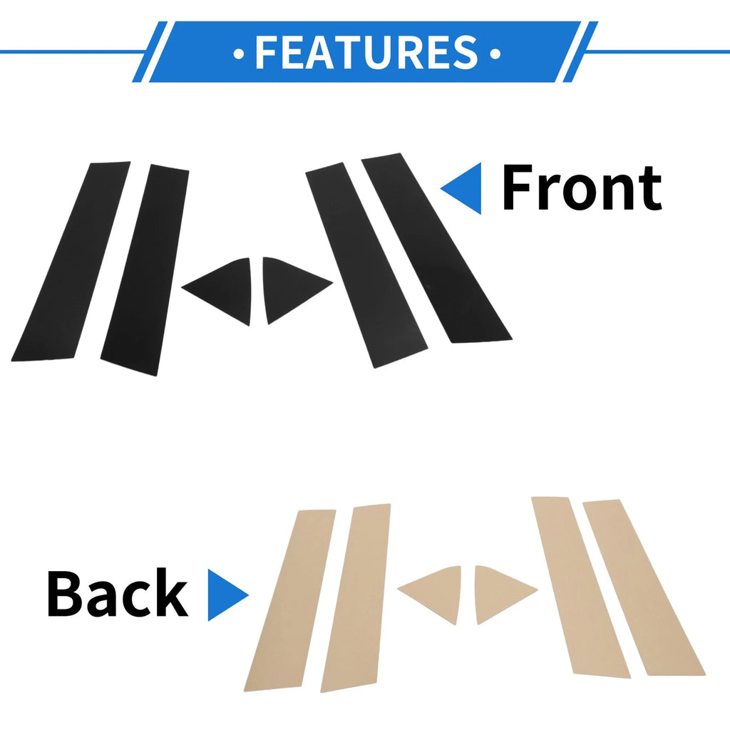 Set of 6 Door Pillar Window Trim for Dodge Charger (2006–2010) Black