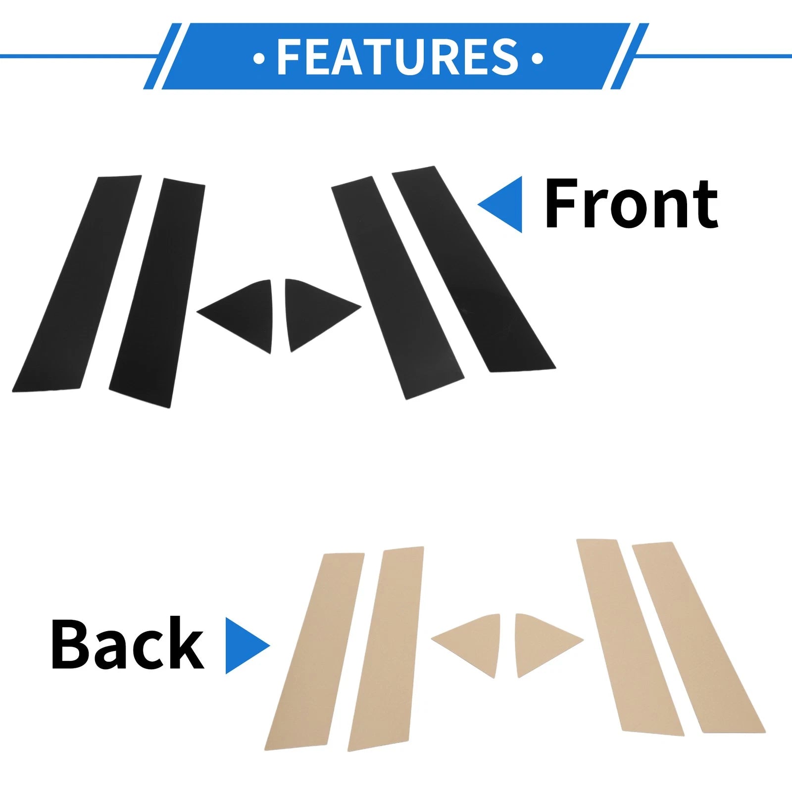 Set of 6 Door Pillar Window Trim for Dodge Charger (2006–2010) Black