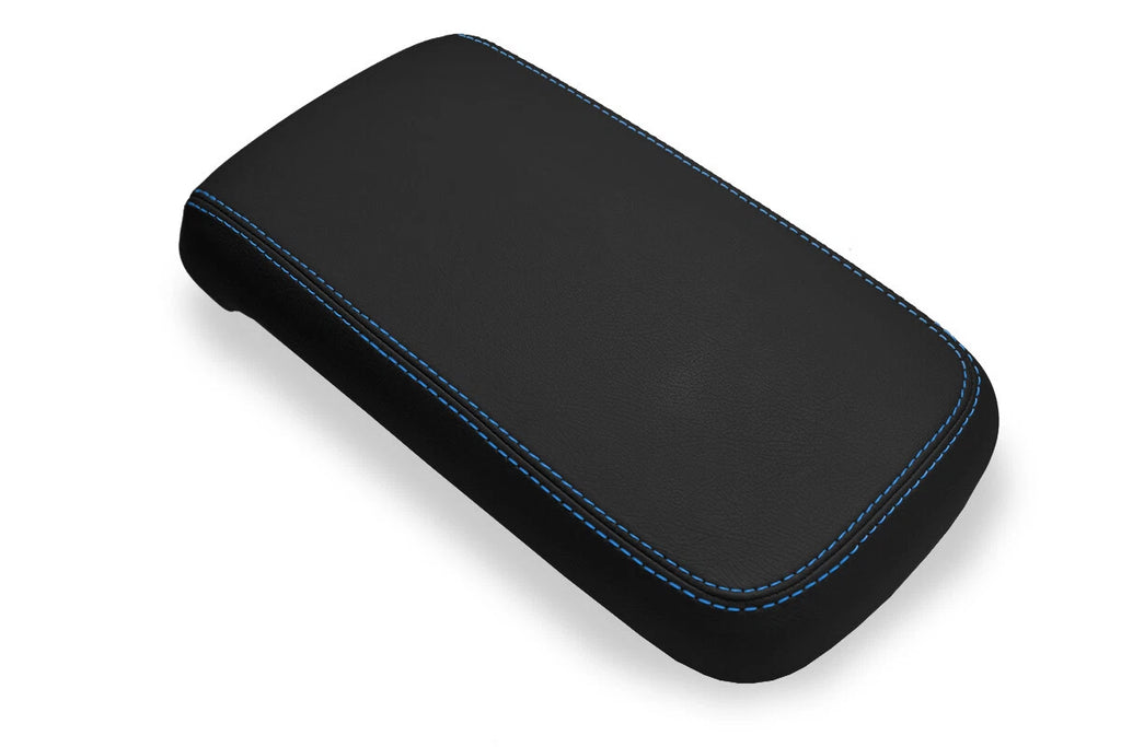Leather Console Lid Armrest Cover for Chevrolet Colorado (2015–2022) Blue Stitch