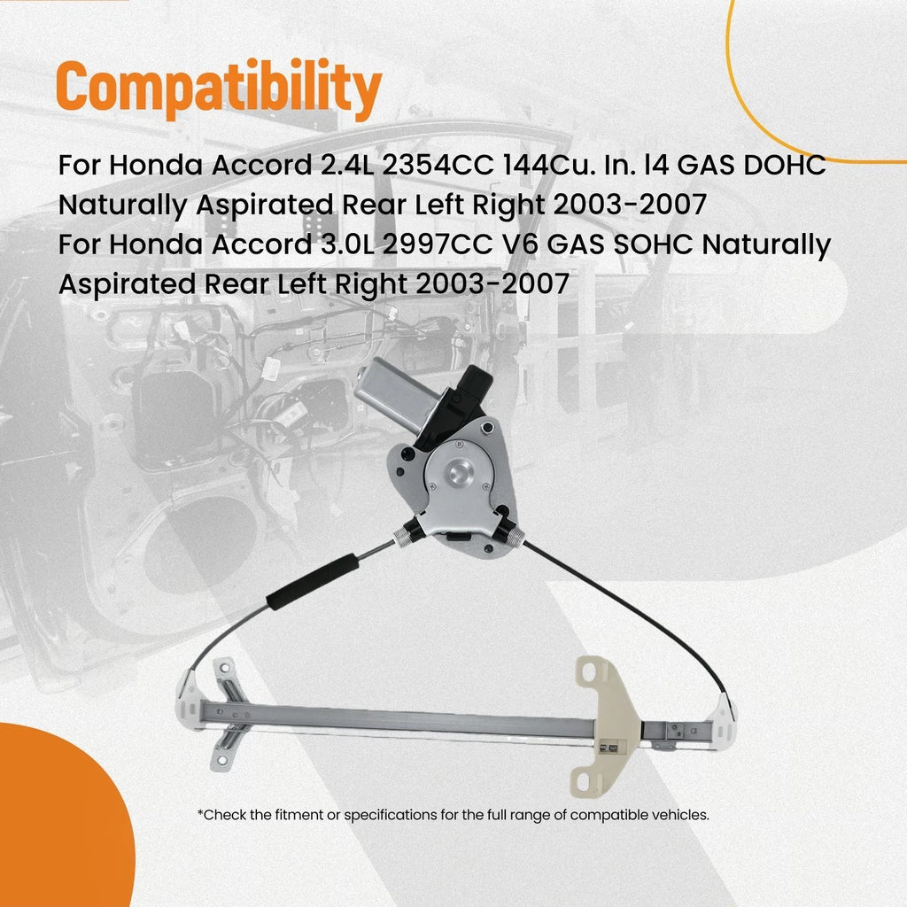 Power Window Regulator for Honda Accord (2003–2007) Rear L/R 72710SDAA01