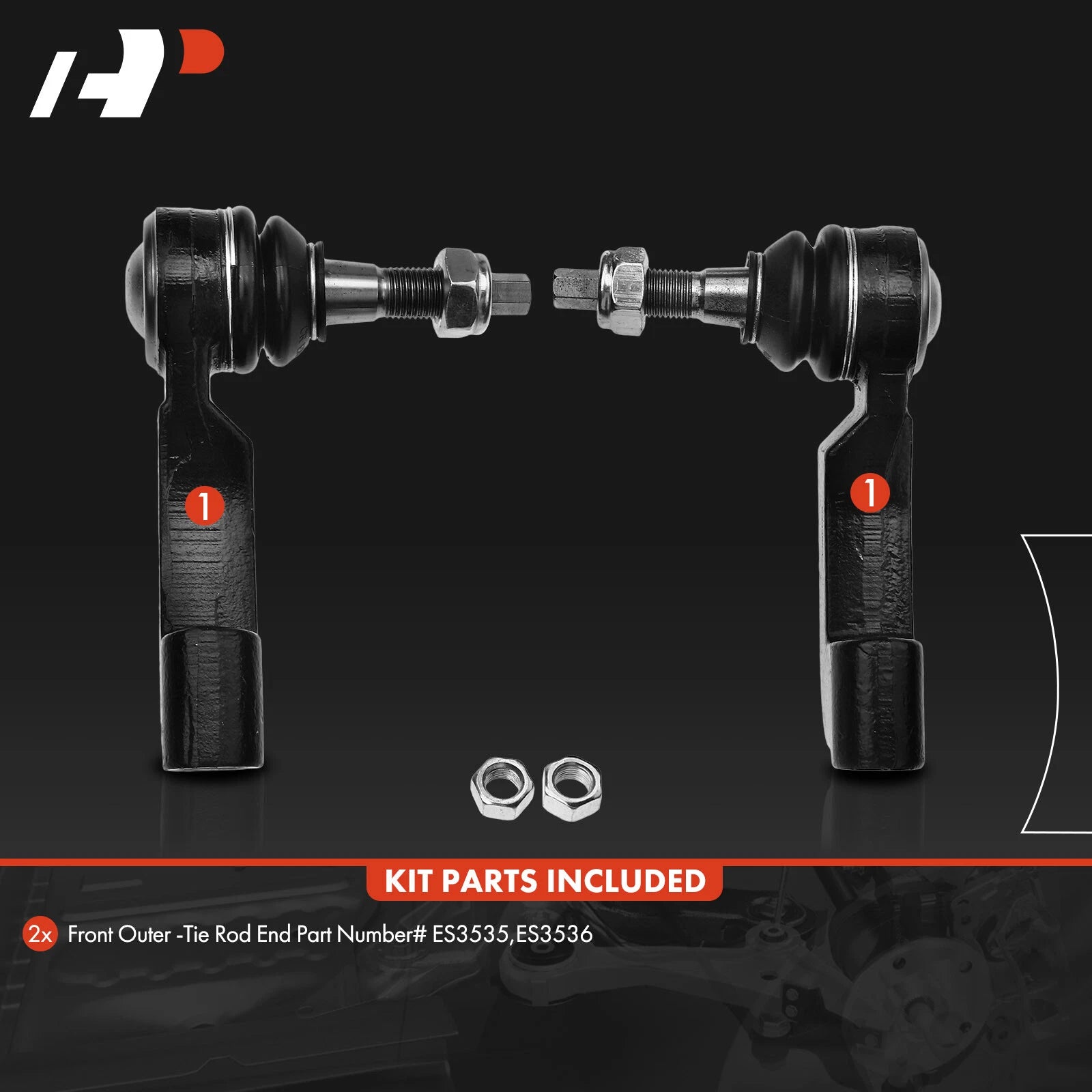 2X Front Side Outer Tie Rod End for Jeep Liberty (2002-2007)