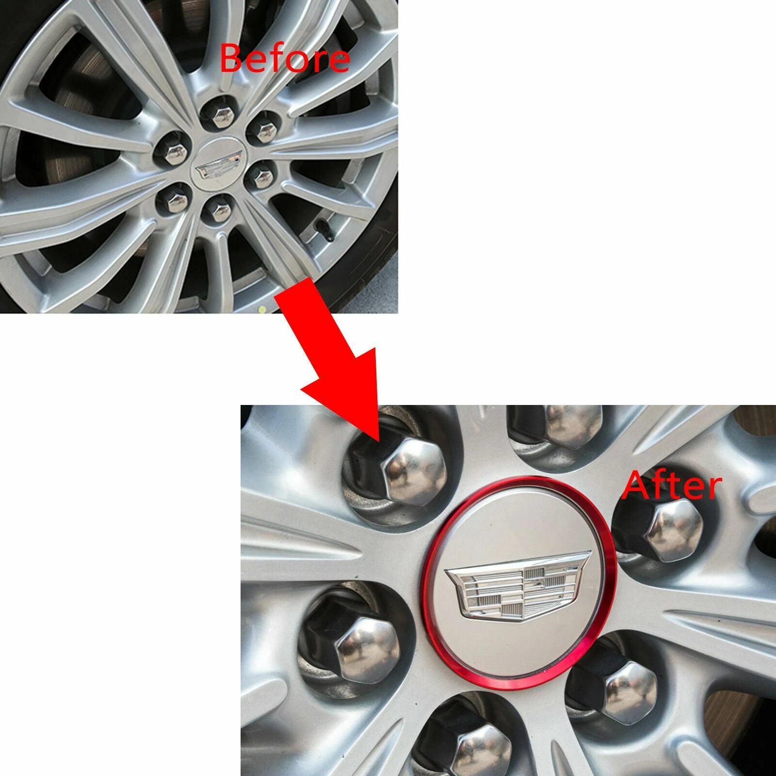 Red Alloy Wheel Rim Center Hub Caps for Cadillac SRX (2010-2016)
