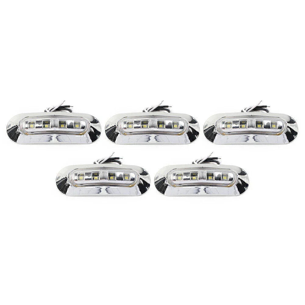 5 x LED White Side Clearance Marker Lights for Car Truck Trailer 12V