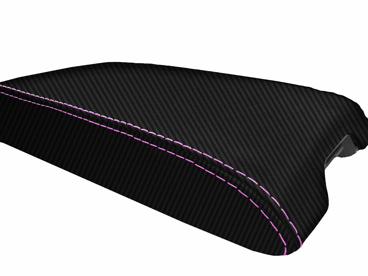 Console Lid Cover for Infiniti G35 Coupe (2002–2007) Carbon Fiber Pink Stitch