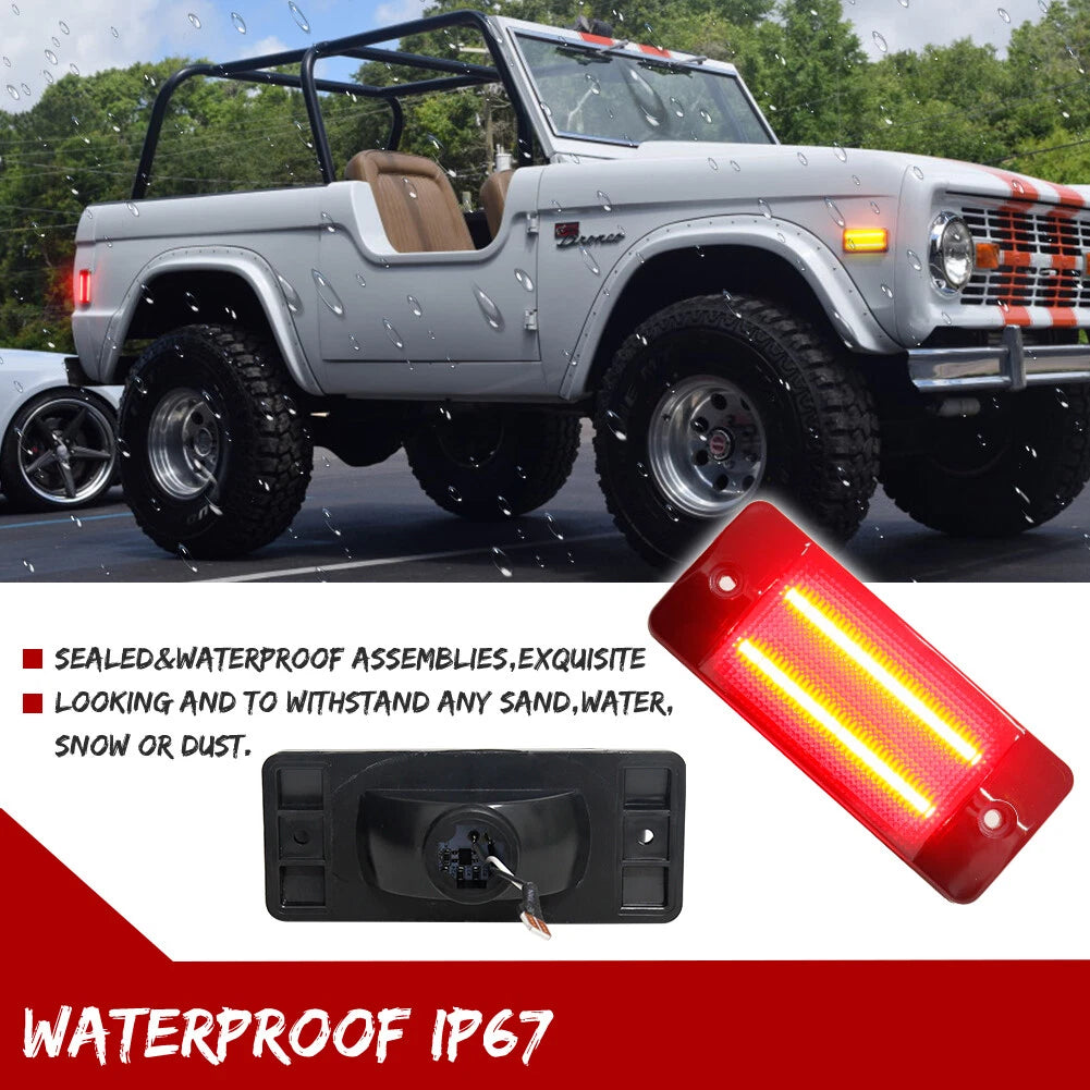 Smoked Red LED Rear Side Marker Lights for Ford Bronco, Pickup (1970–1977)