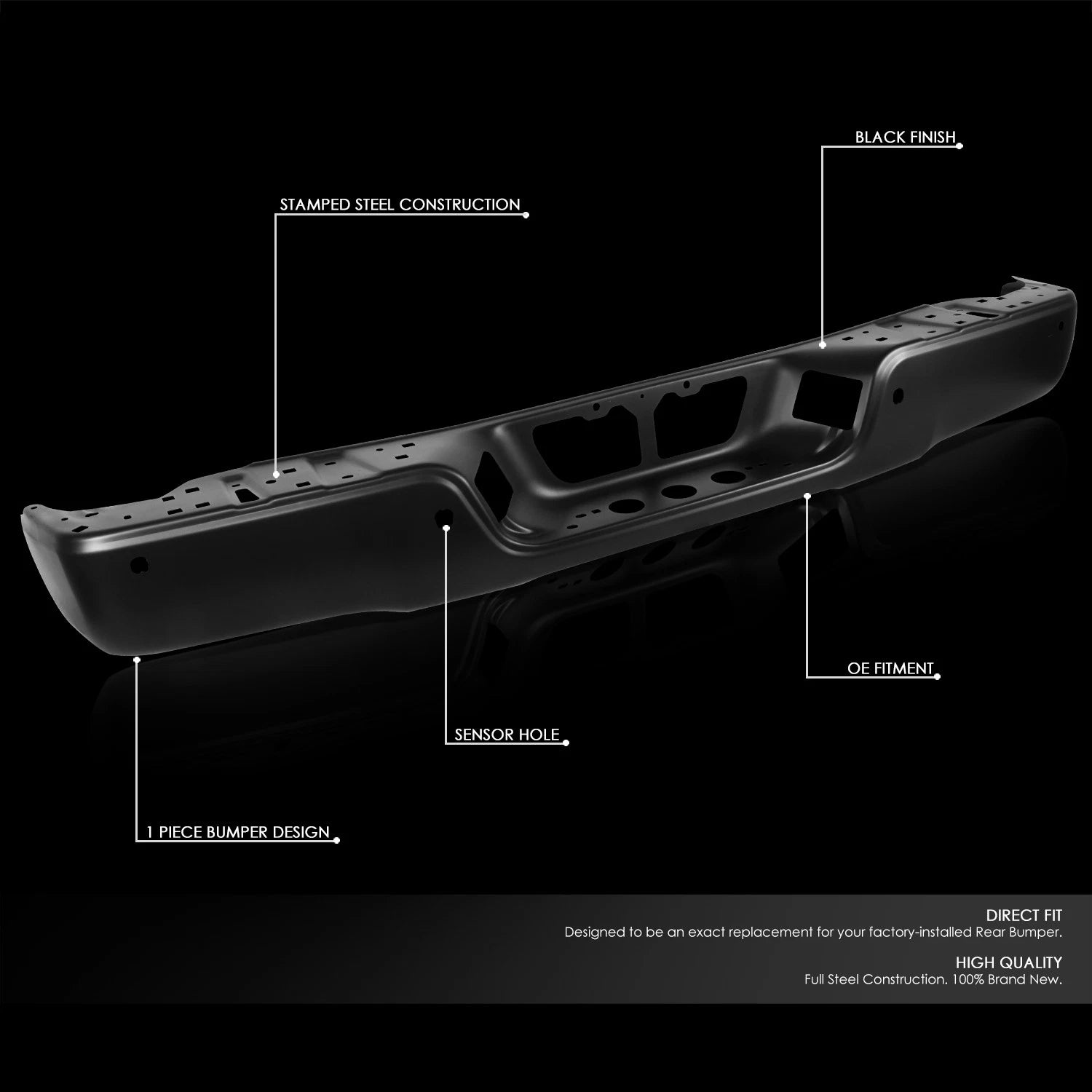 Set of 2 Rear Bumper Face Bars for Toyota Tundra (2007–2013) OE Style Black