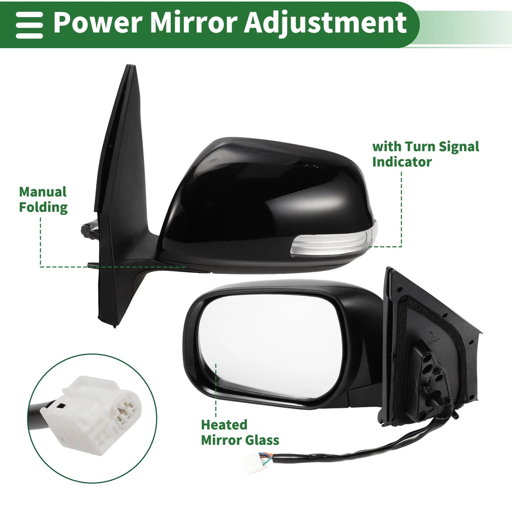 Left Side Door Mirror for Toyota RAV4 (2009–2012) Manual Folding Gloss Black