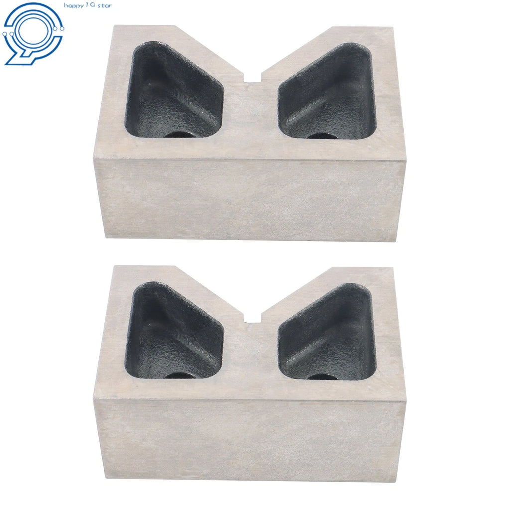 Pair of Cast Iron V-Blocks for Precision Machining (4" x 1-5/8" x 2-5/8")