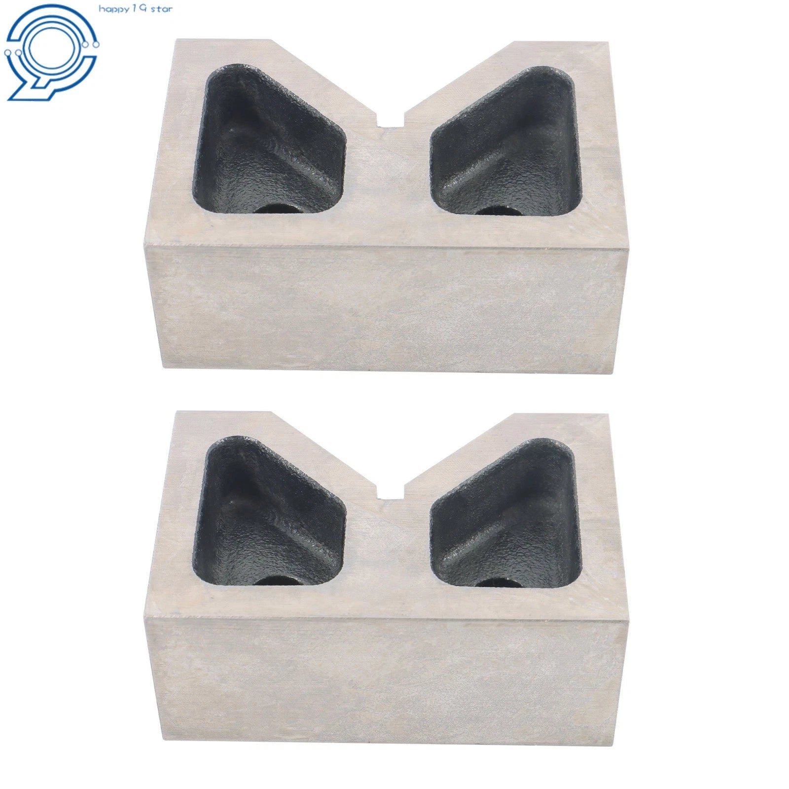 Pair of Cast Iron V-Blocks for Precision Machining (4" x 1-5/8" x 2-5/8")