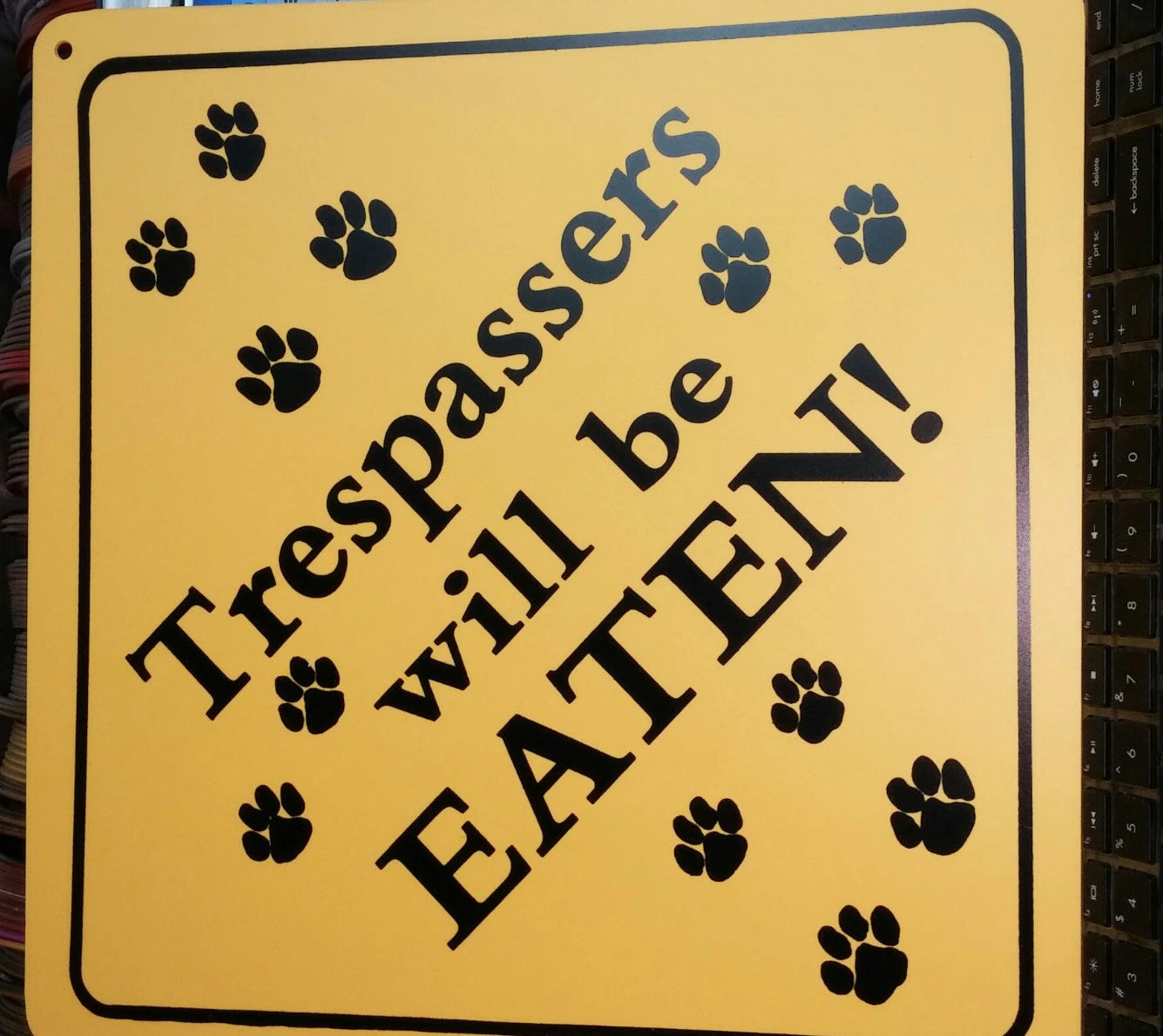 Caution Sign for XING Crossing (Plastic, Dog Paw Prints)