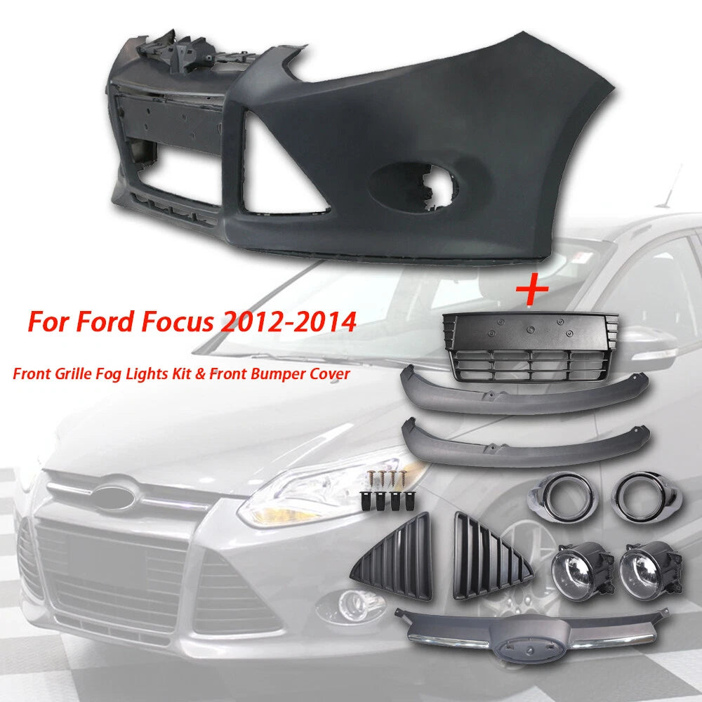 Front Bumper Cover & Fog Lights Assembly for Ford Focus (2012–2014)